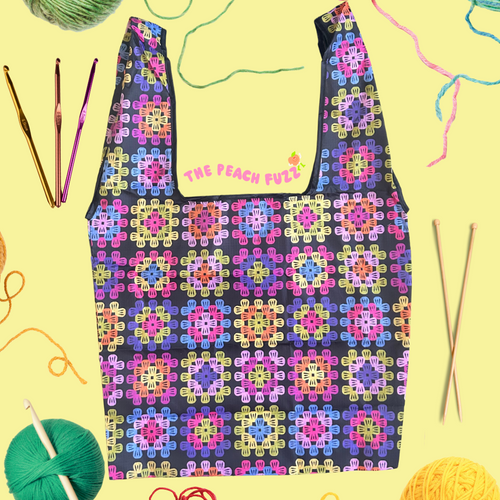 Granny Square folding ripstop shopper tote by The Peach Fuzz