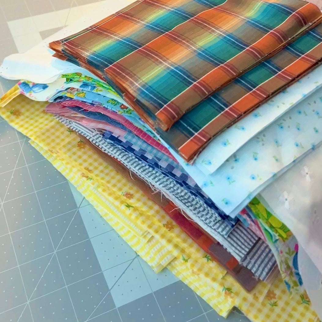 100 Vintage 6x6" Squares – Woven Stripes, Plaids & Ginghams