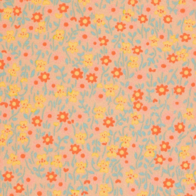 Petit Pan Flower Power in White cotton fabric by the yard