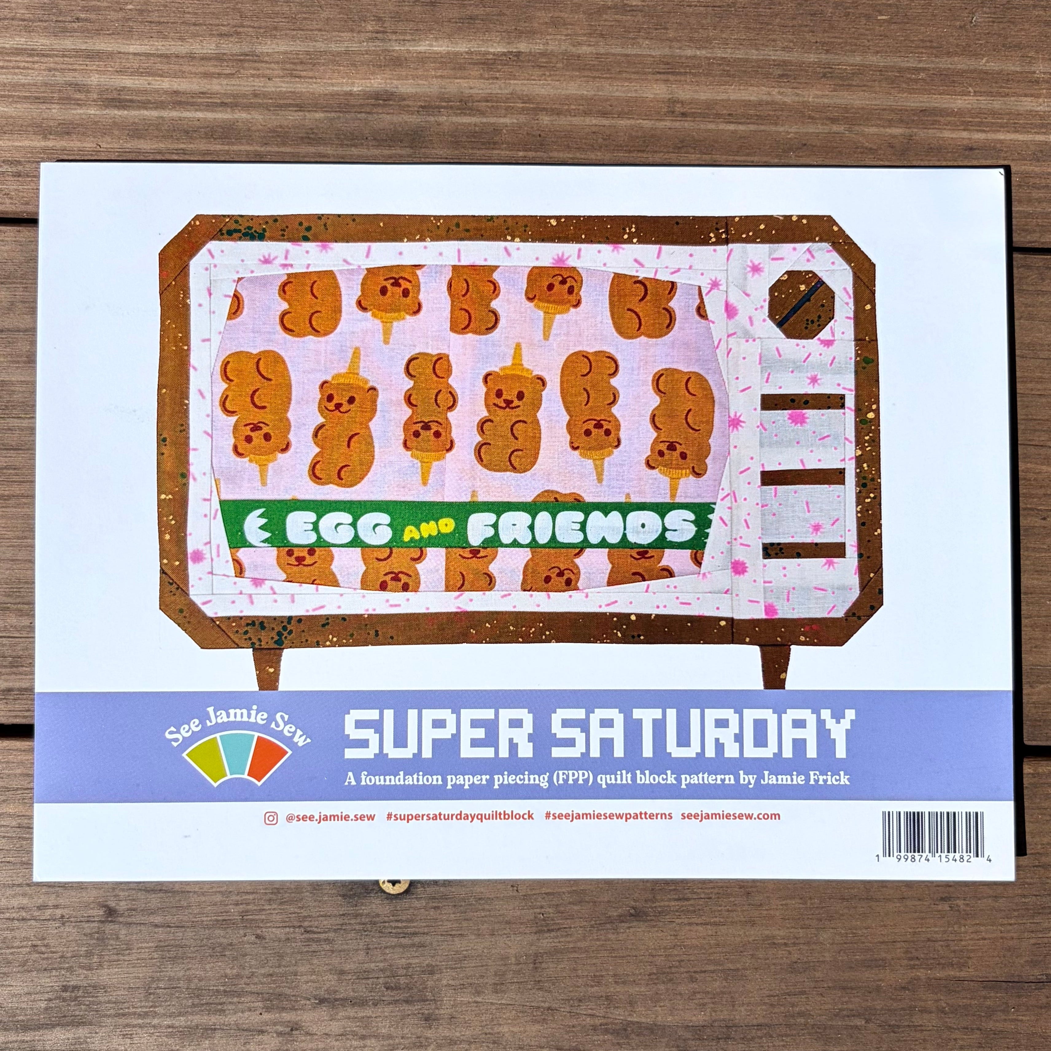 Super Saturday FPP retro TV block pattern printed pad by See Jamie Sew