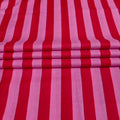 Hand-Printed Striped Cotton Fabric – Pink/Red, by the Yard