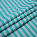 Hand-Printed Striped Cotton Fabric –Teal/Blue, by the Yard